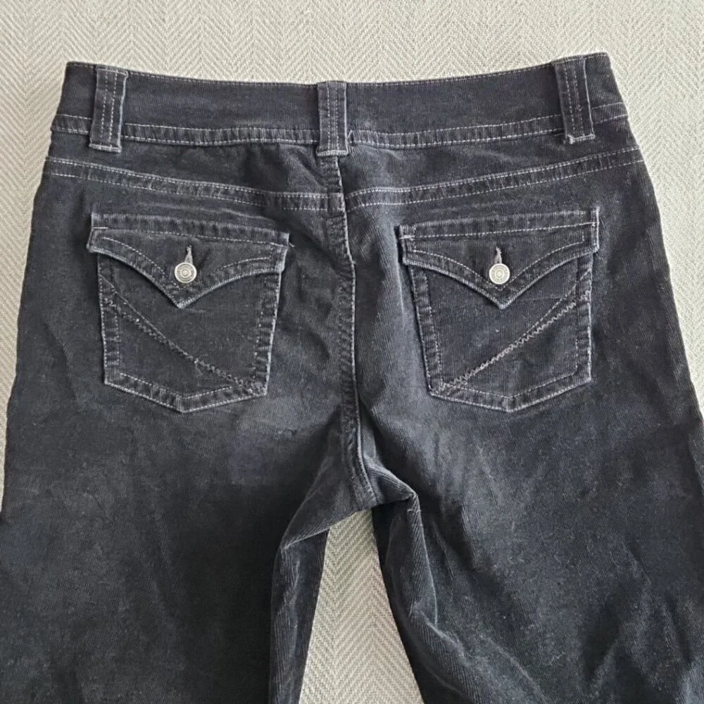 Sonoma Corduroy Pants Women's 10 Average (34x32) Black Boot Cut Brown Flap‎ Pkt